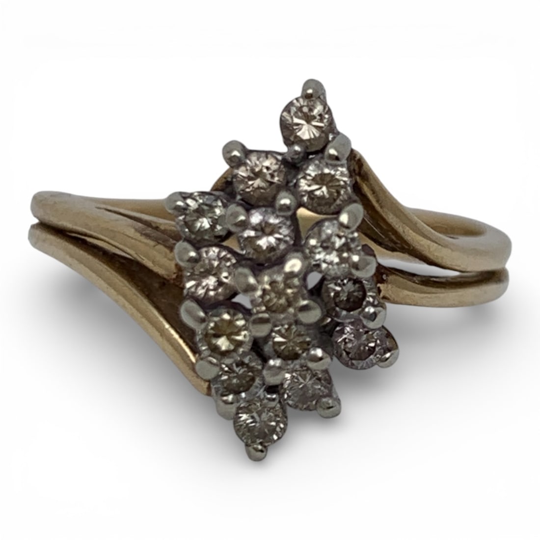 14k Yellow Gold & Diamond Ring: Marked 14k - Size 7.25 - 2.5 DwtGemstones Tested With Presidium Gem Tester Il - Berners Does Not Guarantee Authenticity Of Gemstones