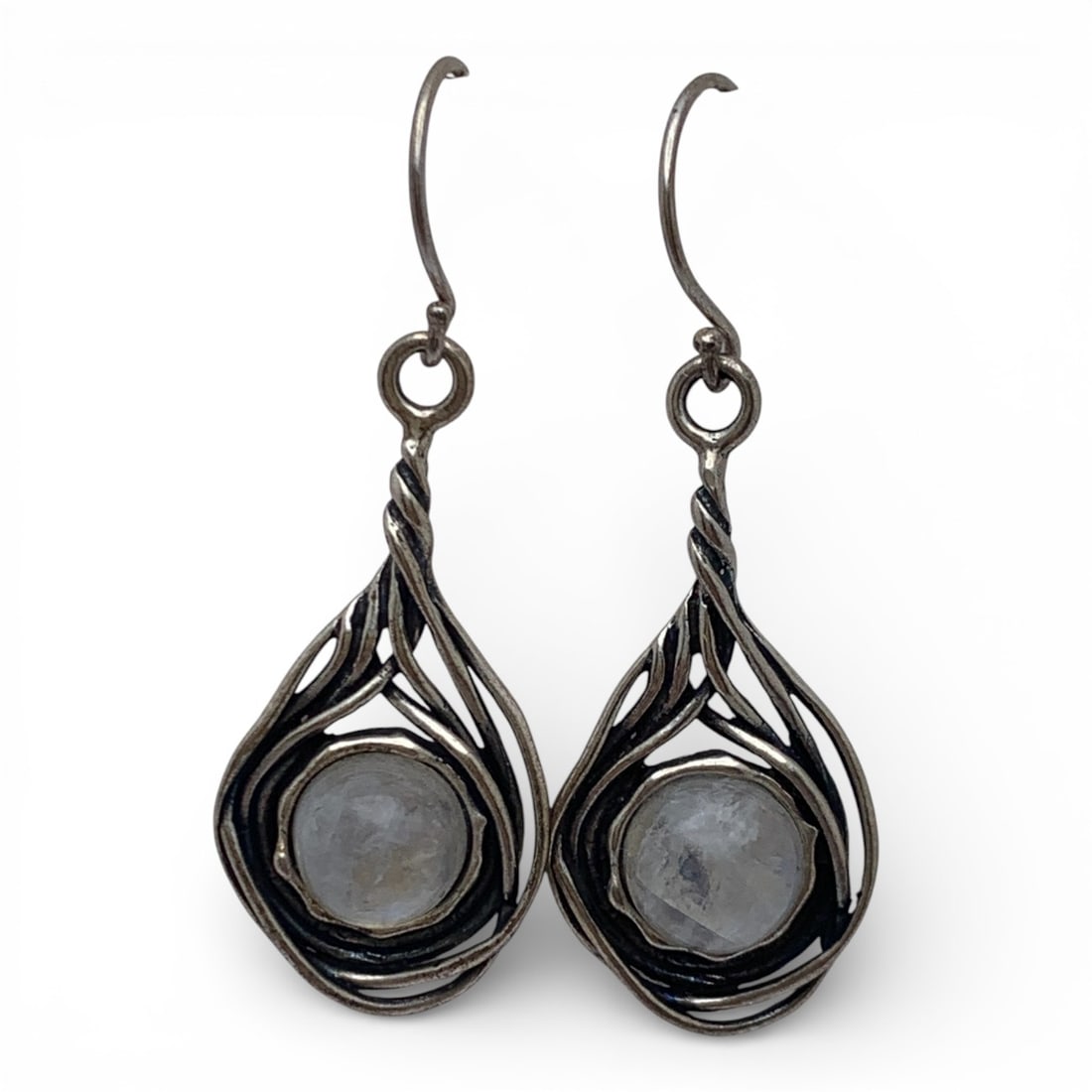 Pair Of Sterling Silver & White Stone Earrings (1 of 4)