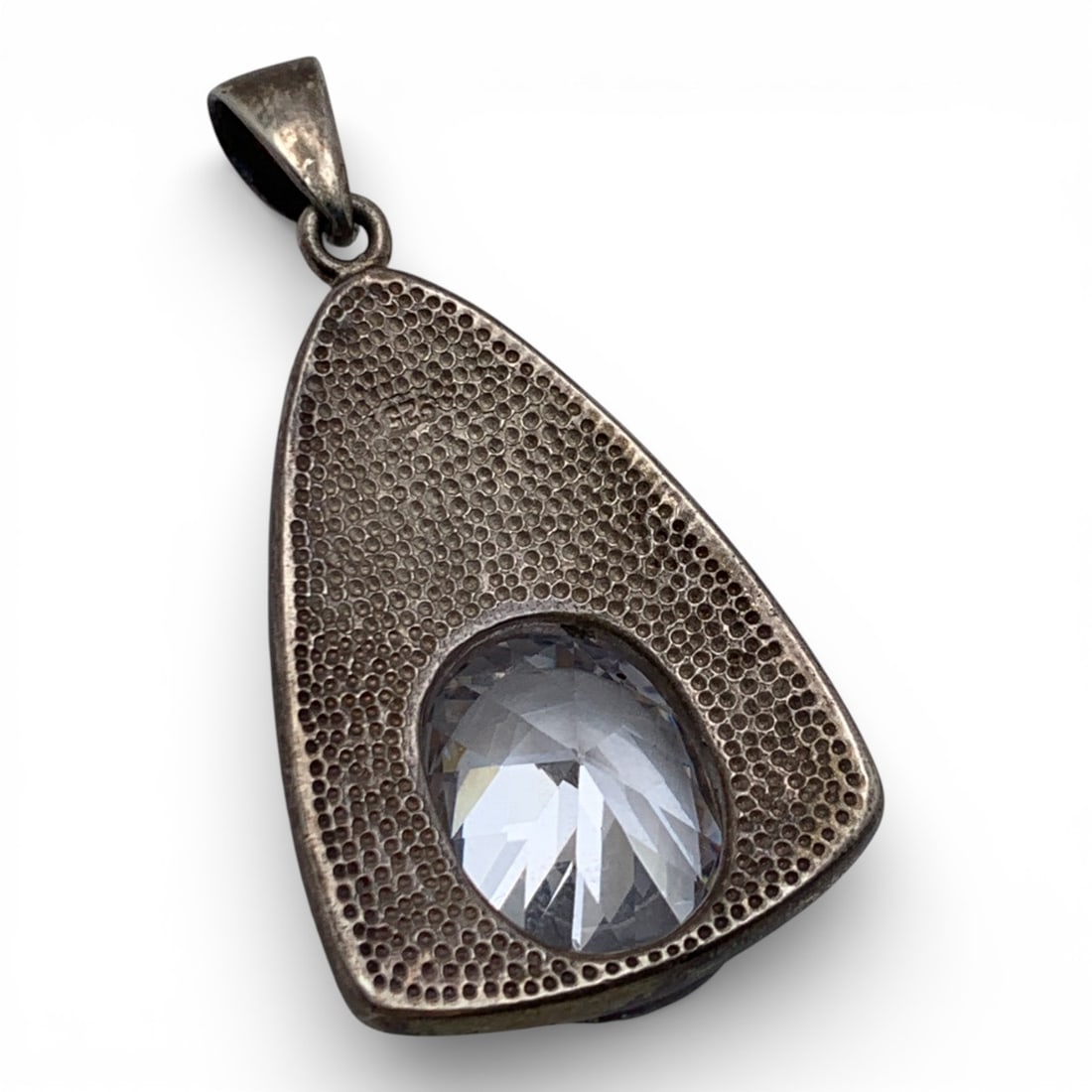 Sterling Silver Abalone & Clear Stone Pendant (1 of 2)