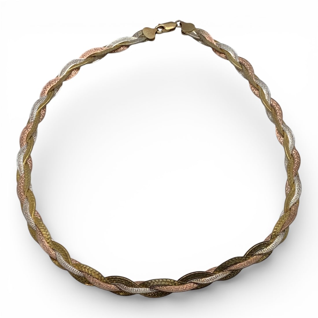 Sterling Silver Tri Tone Necklace: Marked 925 - 18 1/8" Long - 26.8 Grams