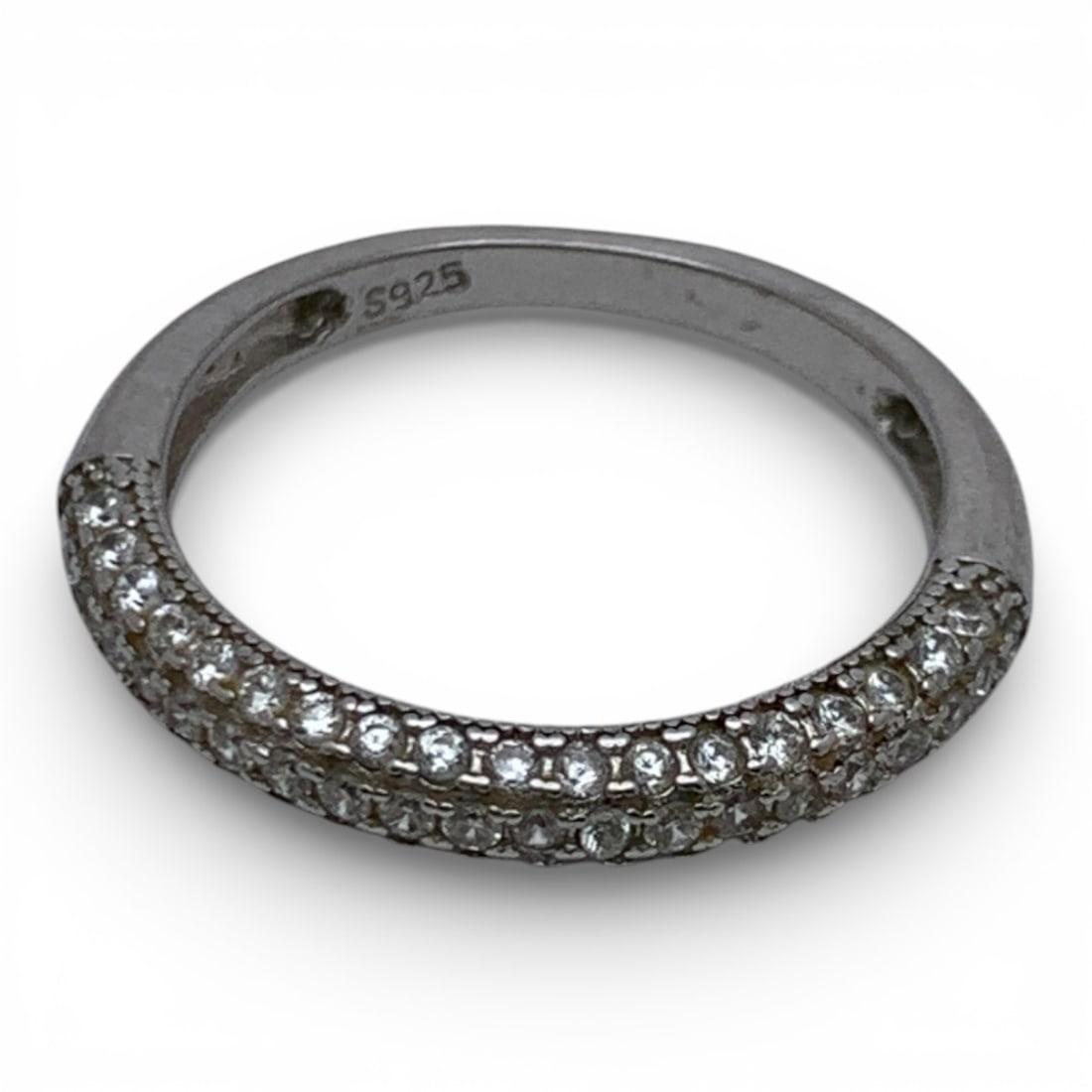 Sterling Silver & Clear Stone Ring - 4