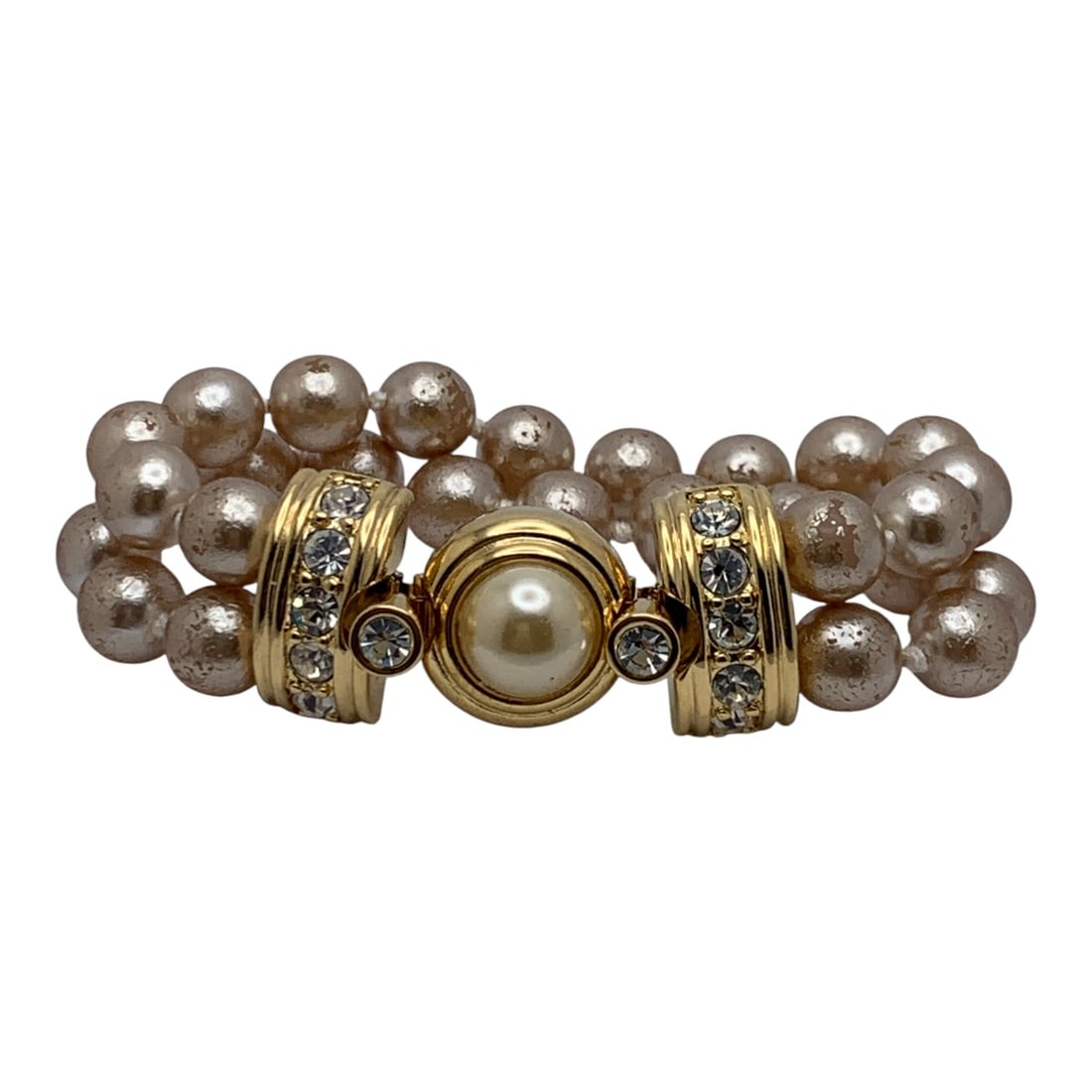 Kjl Gold Tone Bracelet With Faux Pearls: Marked Kjl - 8 1/4" Long