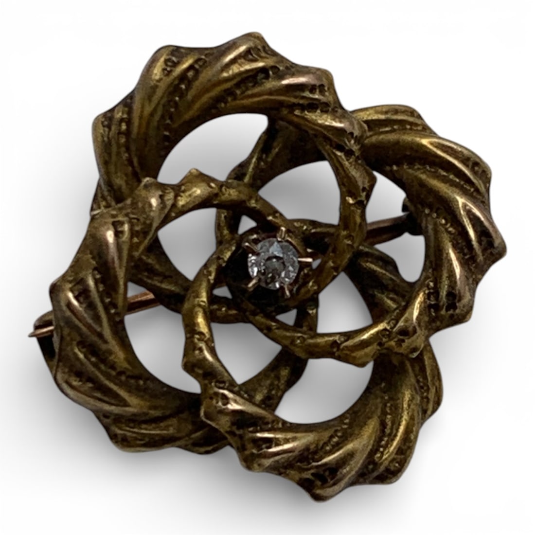 10k Yellow Gold & Diamond Pin: Marked 10k - 3/4" Long - 1.2 DwtGemstones Tested With Presidium Gem Tester Il - Berners Does Not Guarantee Authenticity Of Gemstones