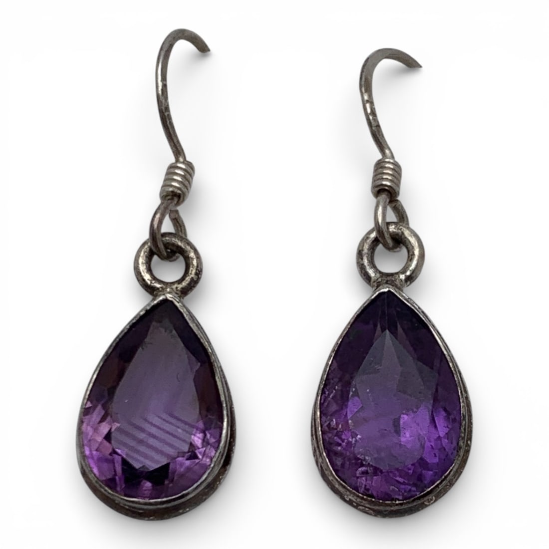 Pair Of Sterling Silver & Purple Stone Earrings (1 of 3)