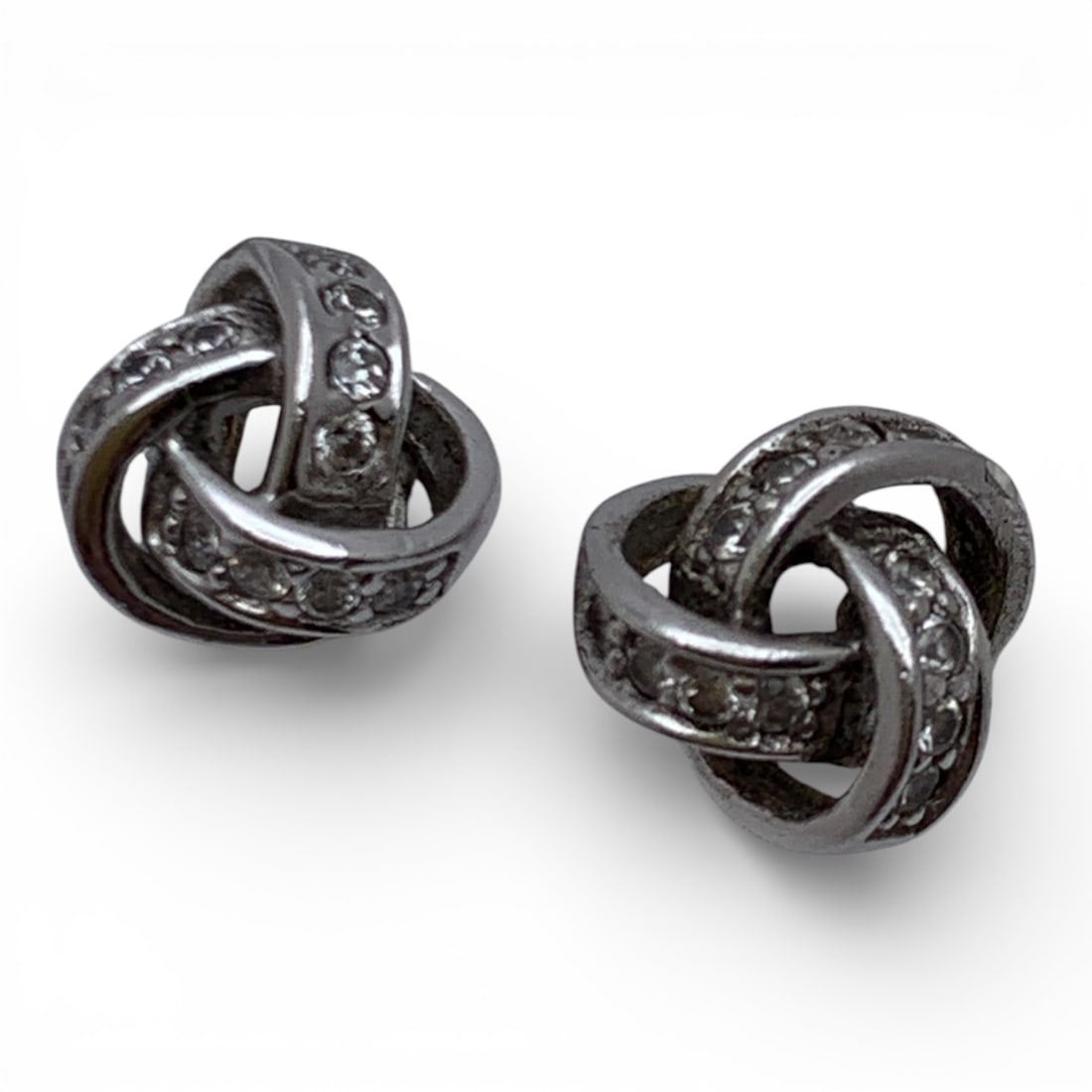 Pair Of Sterling Silver & Clear Stone Earrings (1 of 3)