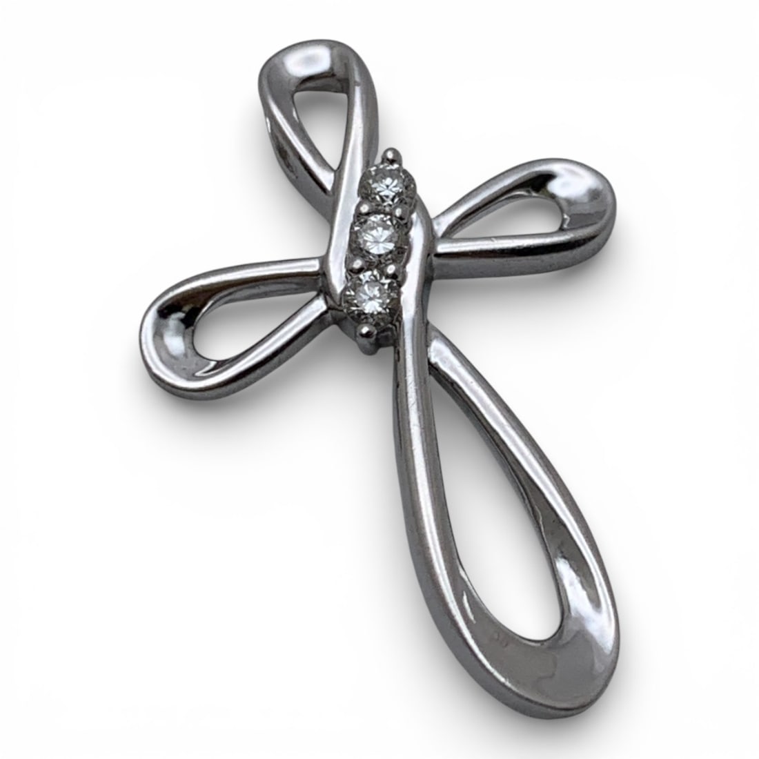 Sterling Silver Cross Pendant W Clear Stones (1 of 3)