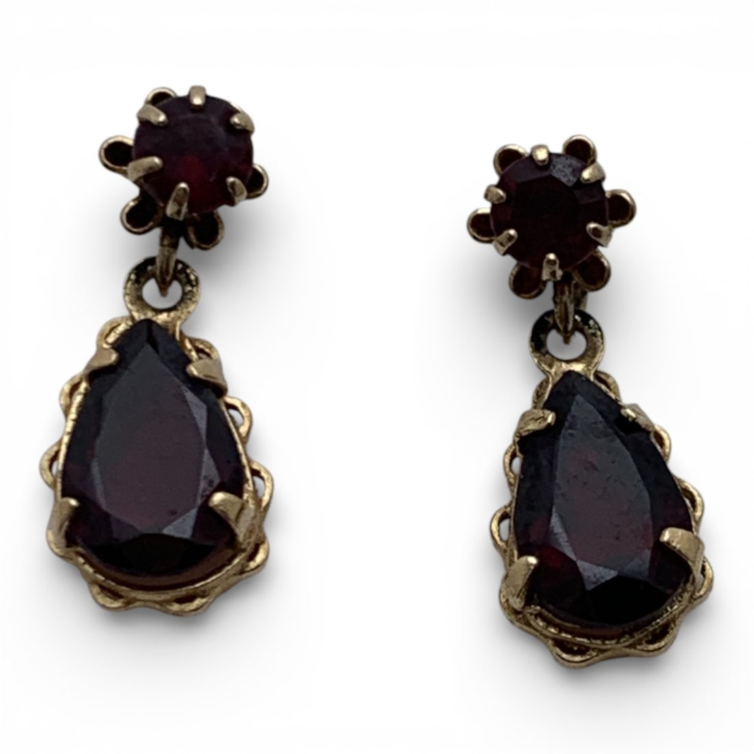 Pair Of 14k Yellow Gold & Garnet Earrings (1 of 3)