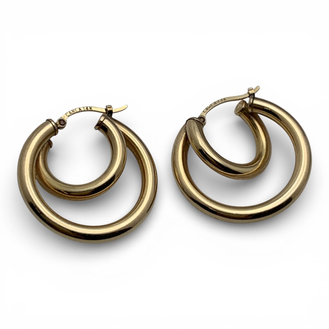 Pair Of 14k Yellow Gold Hoop Earrings: Marked 14k - 1" Long - 1.6 DwtGemstones Tested With Presidium Gem Tester Il - Berners Does Not Guarantee Authenticity Of Gemstones