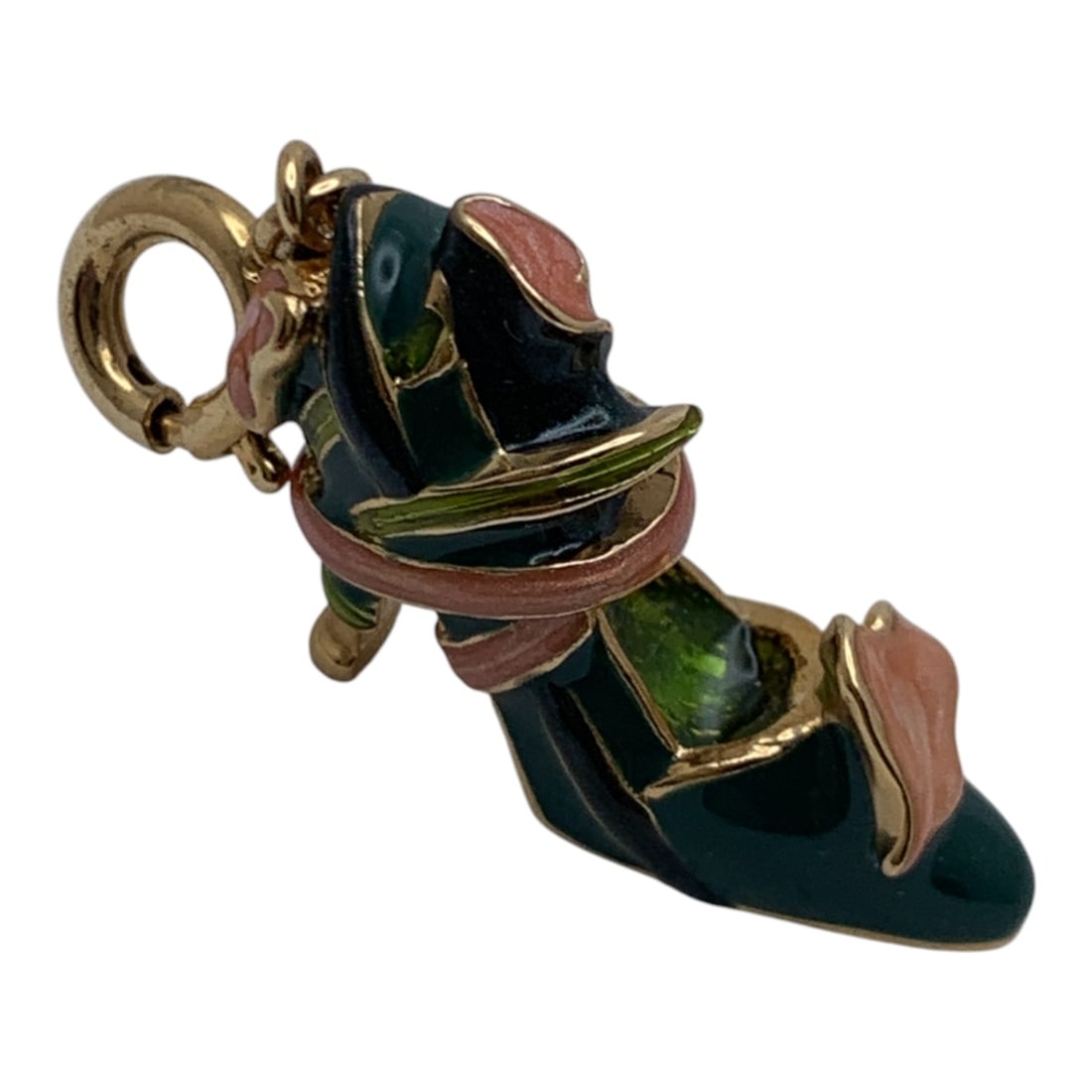Kjl Enameled Heel Shoe Charm: Includes Cloth Drawstring BagMarked: Kjl - 1 1/4" Long