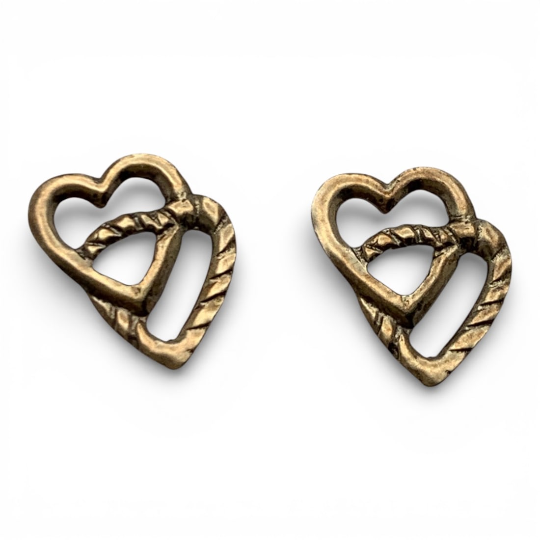 Pair Of 14k Yellow Gold Heart Earrings: Marked 14k - 3/8" Long - 0.2 DwtGemstones Tested With Presidium Gem Tester Il - Berners Does Not Guarantee Authenticity Of Gemstones