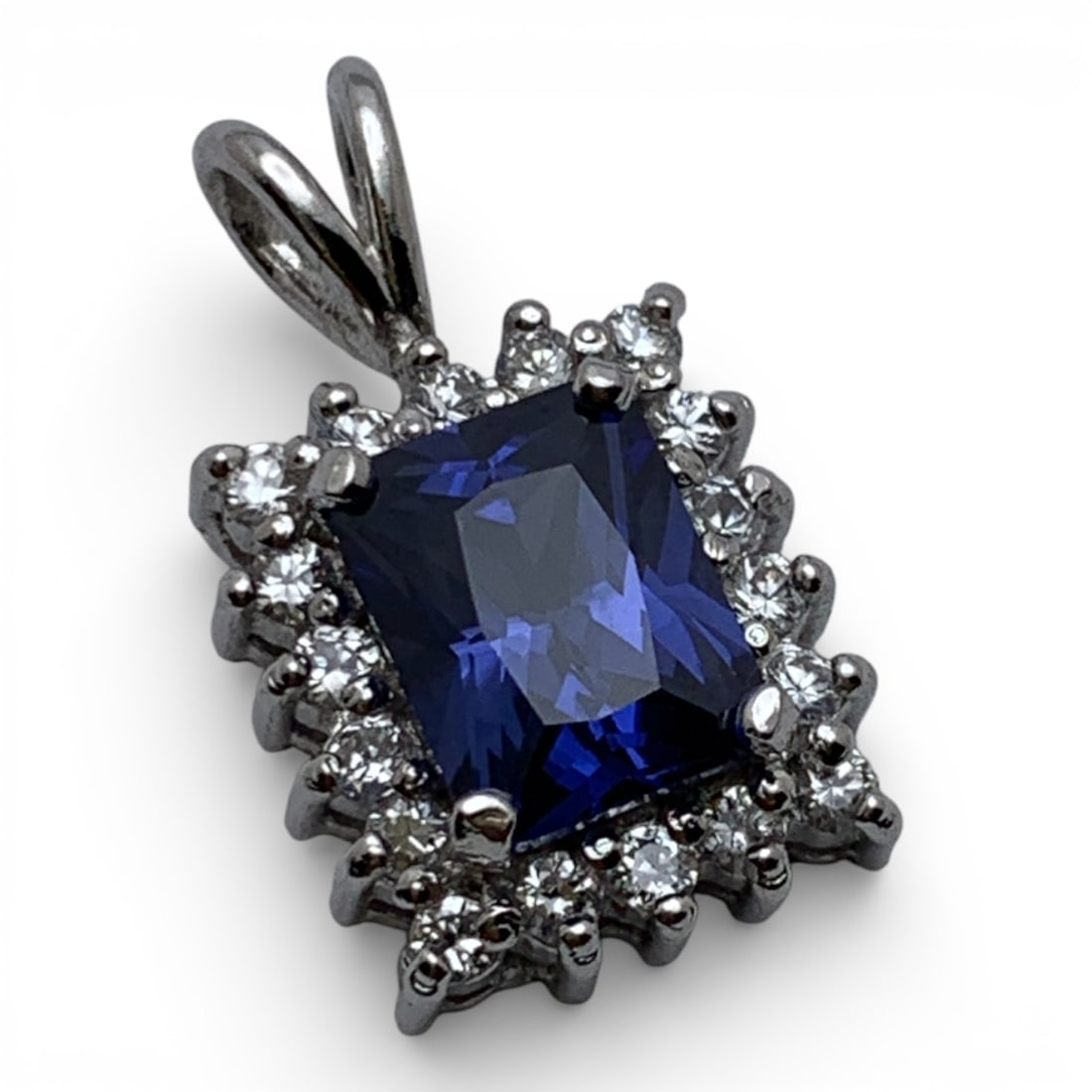 Sterling Silver Pendant With Blue & Clear Stones (1 of 3)