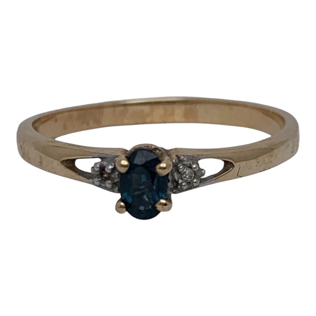 10k Yellow Gold Diamond & Sapphire Ring (1 of 4)