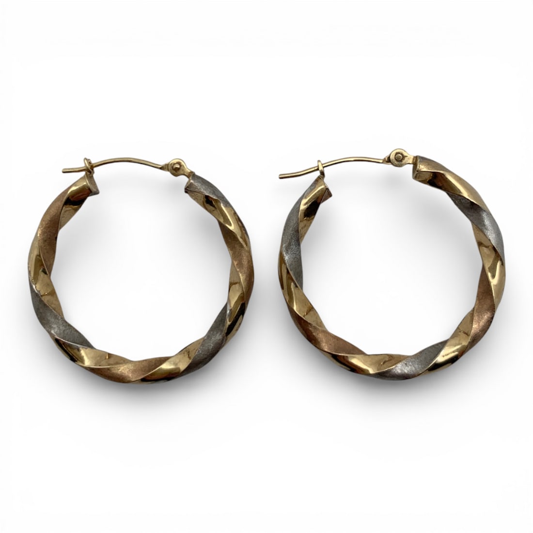 Pair Of 14k Yellow Gold Hoop Earrings: Marked 14k - 1" Long - 1.0 DwtGemstones Tested With Presidium Gem Tester Il - Berners Does Not Guarantee Authenticity Of Gemstones