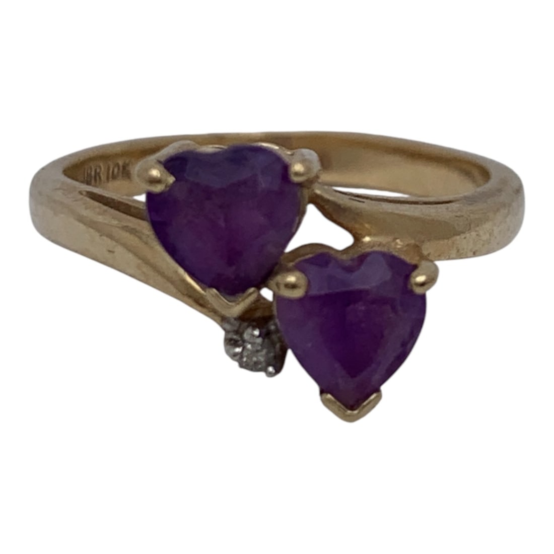 10k Yellow Gold Diamond & Amethyst Ring: Marked 10k - Size 5.75 - 1.8 DwtGemstones Tested With Presidium Gem Tester Il - Berners Does Not Guarantee Authenticity Of Gemstones