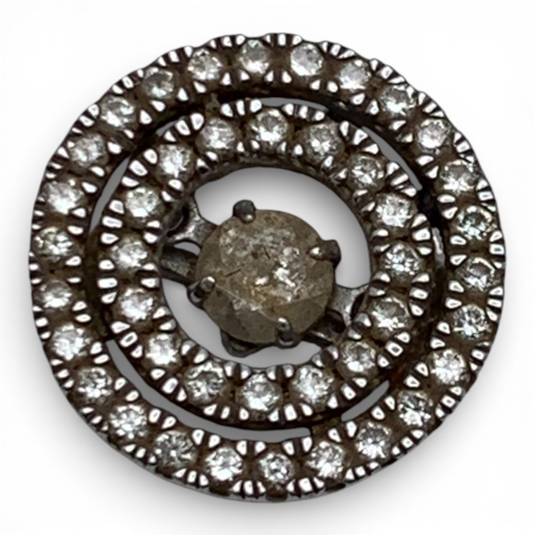 10k White Gold & Diamond Pendant: Marked 10k - 1/2" Long - 0.8 DwtGemstones Tested With Presidium Gem Tester Il - Berners Does Not Guarantee Authenticity Of Gemstones