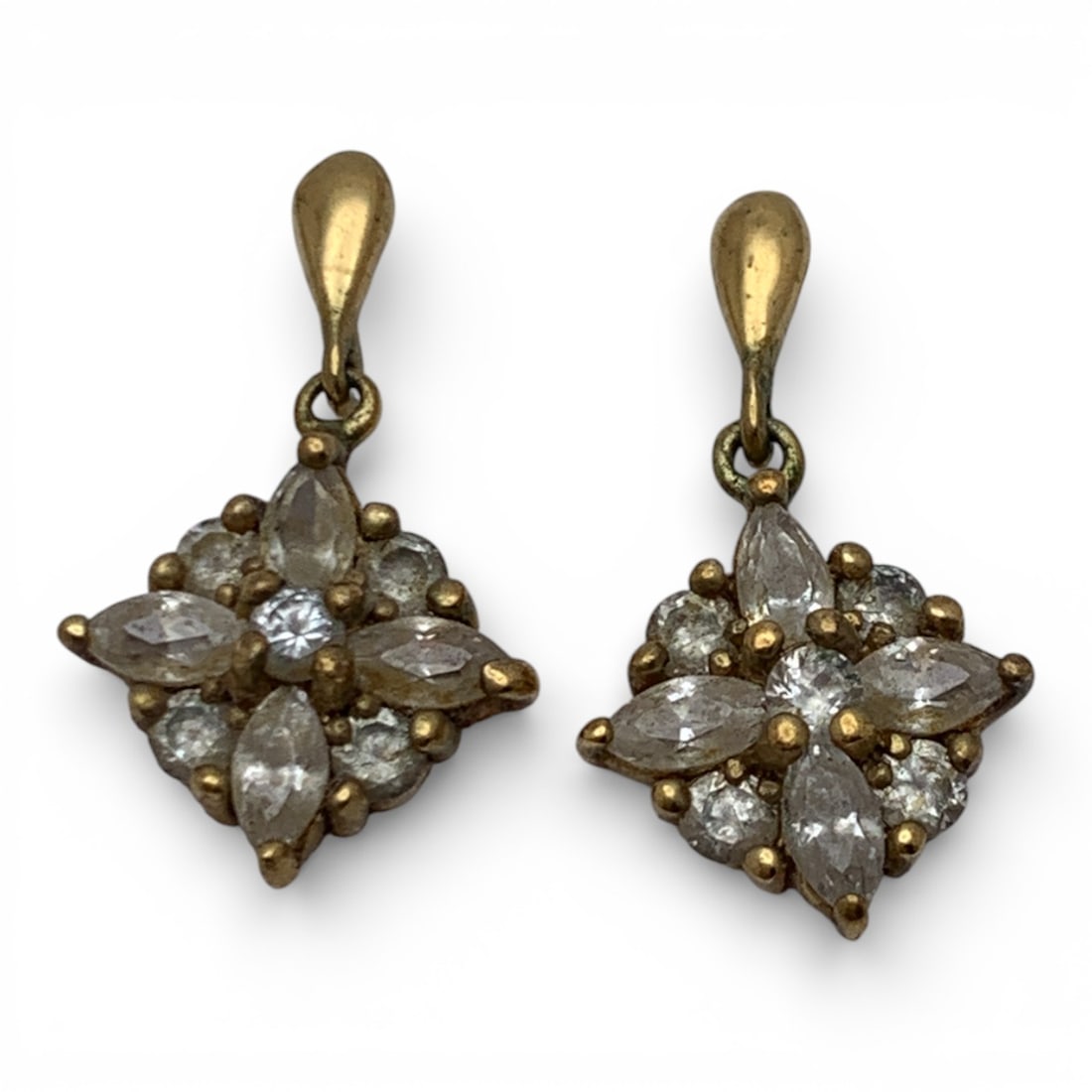 Sterling Gold Tone & Cubic Zirconia Earrings (1 of 4)