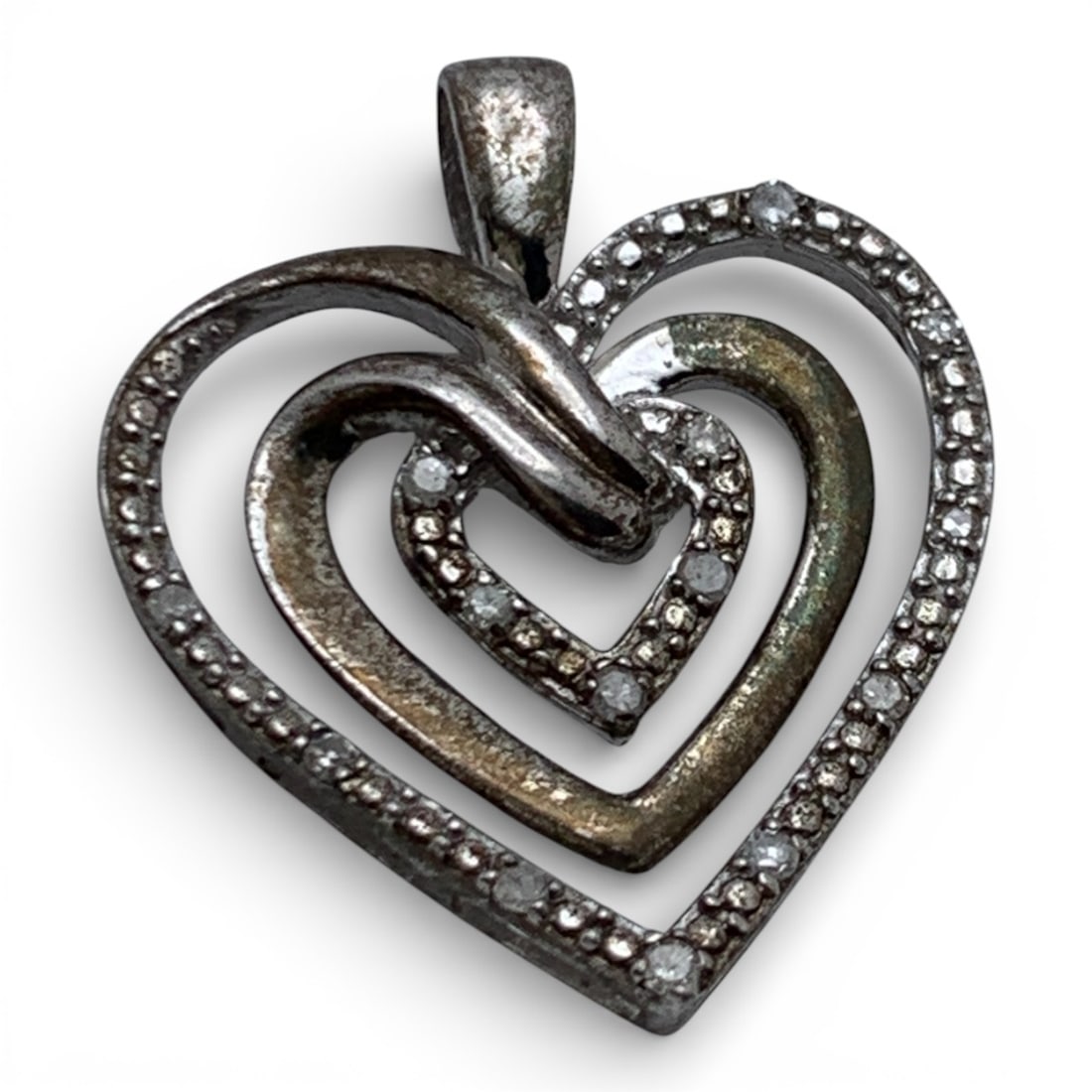 Sterling Silver & Diamond Heart Pendant (1 of 4)