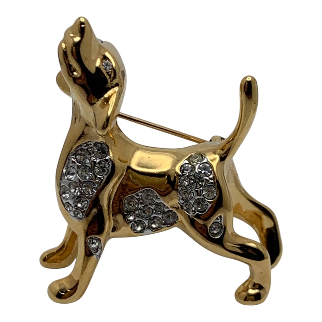 Kjl Gold Tone Dog Pin With Clear Stones (1 of 4)