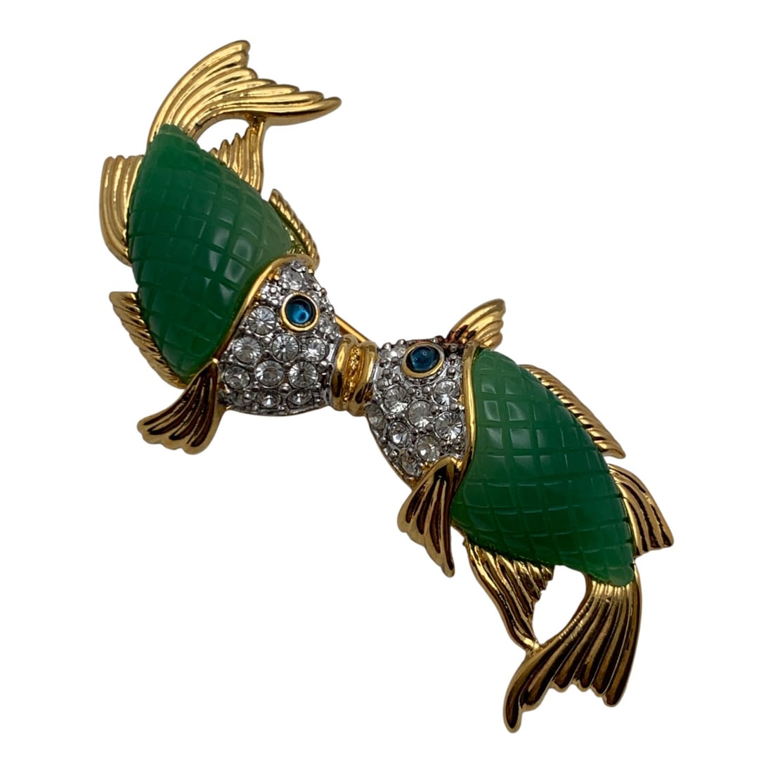 Kjl Gold Tone Fish Brooch W Stones (1 of 3)