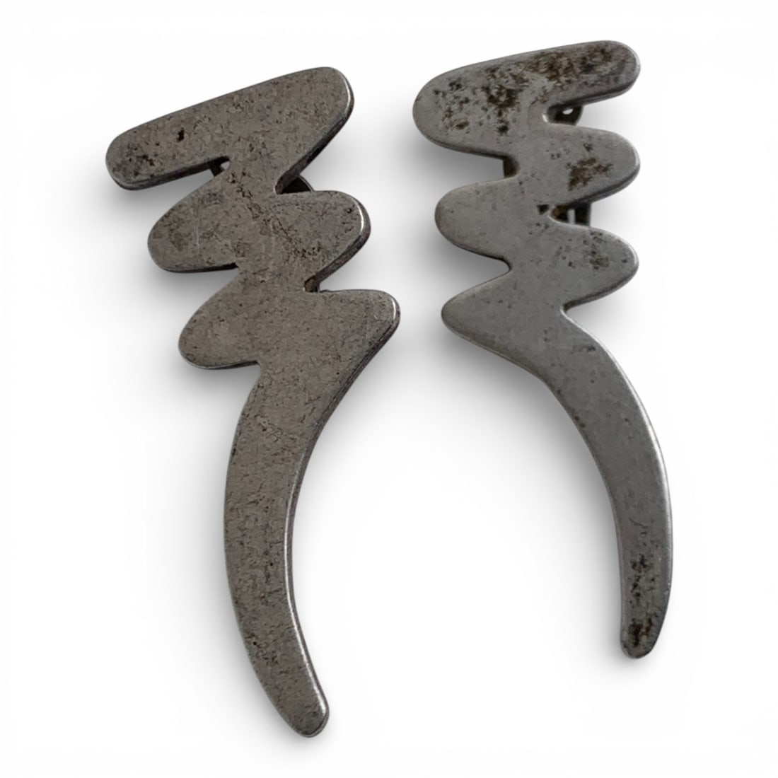 Pair Of Mexico Sterling Silver Clip Earrings: Marked 925 - 1 5/8" Long - 10.4 Grams