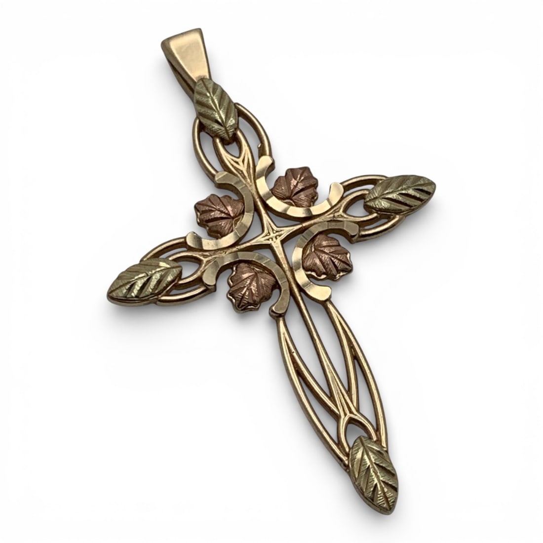 10k Yellow-rose Gold Cross Pendant: Marked 10k - 1 5/8" Long - 1.7 DwtGemstones Tested With Presidium Gem Tester Il - Berners Does Not Guarantee Authenticity Of Gemstones