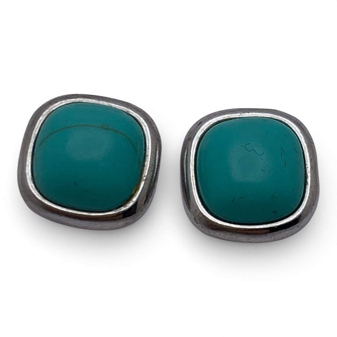 Pair Of Sterling Silver & Green Stone Earrings (1 of 3)