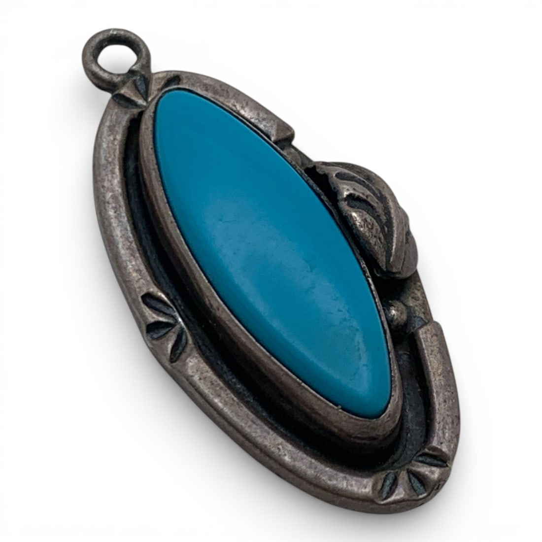 Sterling Silver & Blue Stone Pendant: Marked 925 - 1 1/8" Long - 3.0 Grams