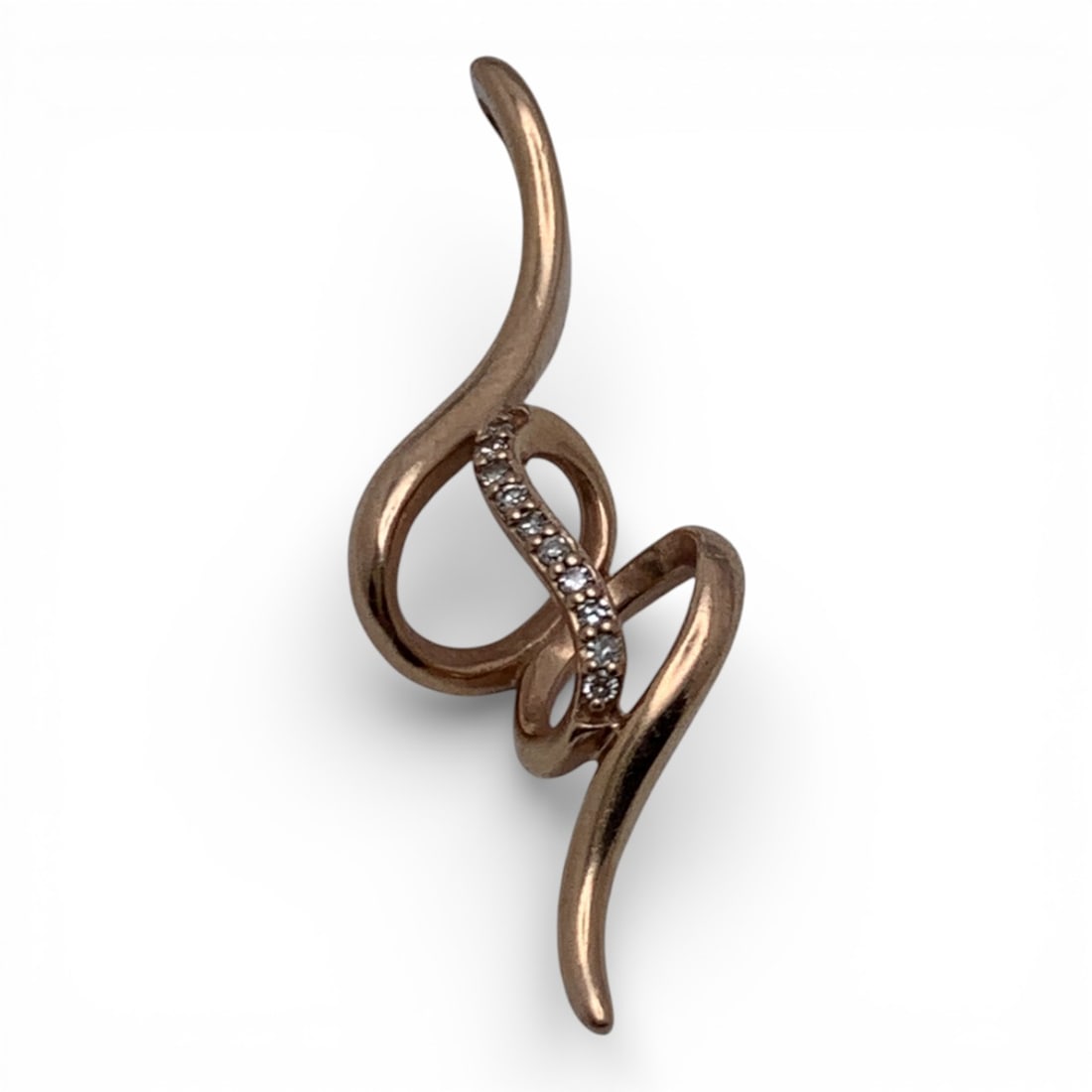 10k Rose Gold & Diamond Pendant: Marked 10k - 1 1/4" Long - 0.9 DwtGemstones Tested With Presidium Gem Tester Il - Berners Does Not Guarantee Authenticity Of Gemstones