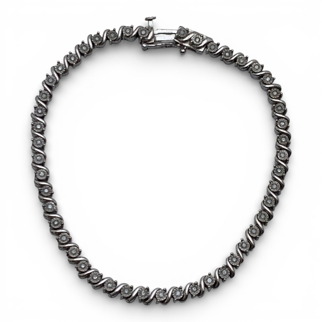 Sterling Silver & Diamond Bracelet (1 of 2)