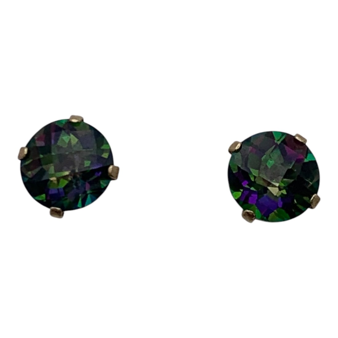 Pair Of 14k Yellow Gold & Topaz Earrings: Marked 14k - 1/4" Diameter - 0.6 DwtGemstones Tested With Presidium Gem Tester Il - Berners Does Not Guarantee Authenticity Of Gemstones