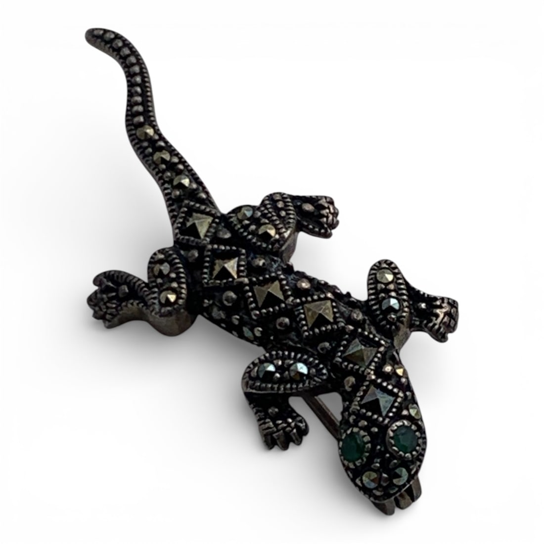 Sterling Silver Marcasite Lizard Pin (1 of 4)