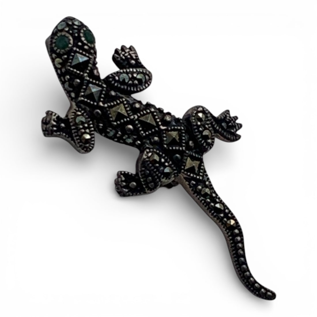 Sterling Silver Marcasite Lizard Pin - 3