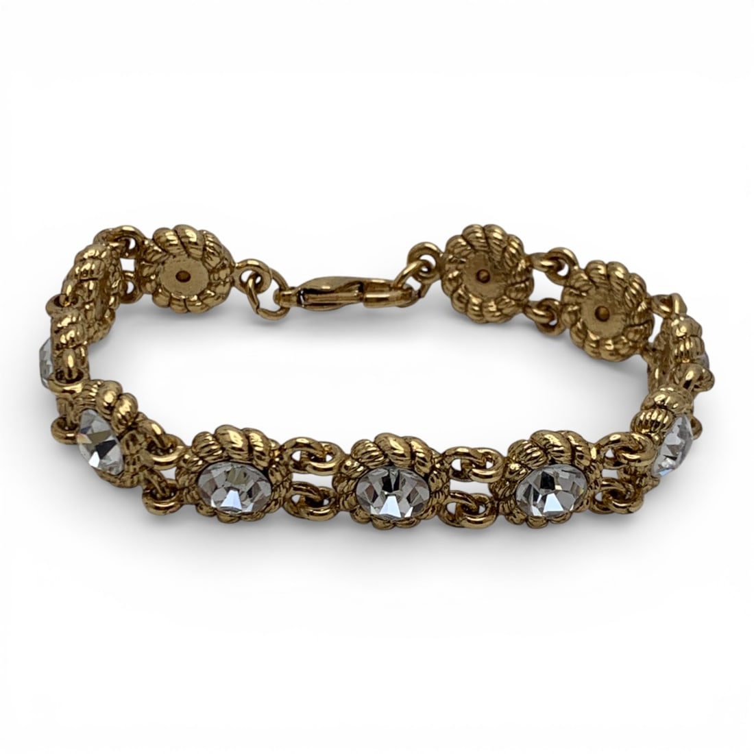 Gold Tone Bracelet With Clear Stones (1 of 3)