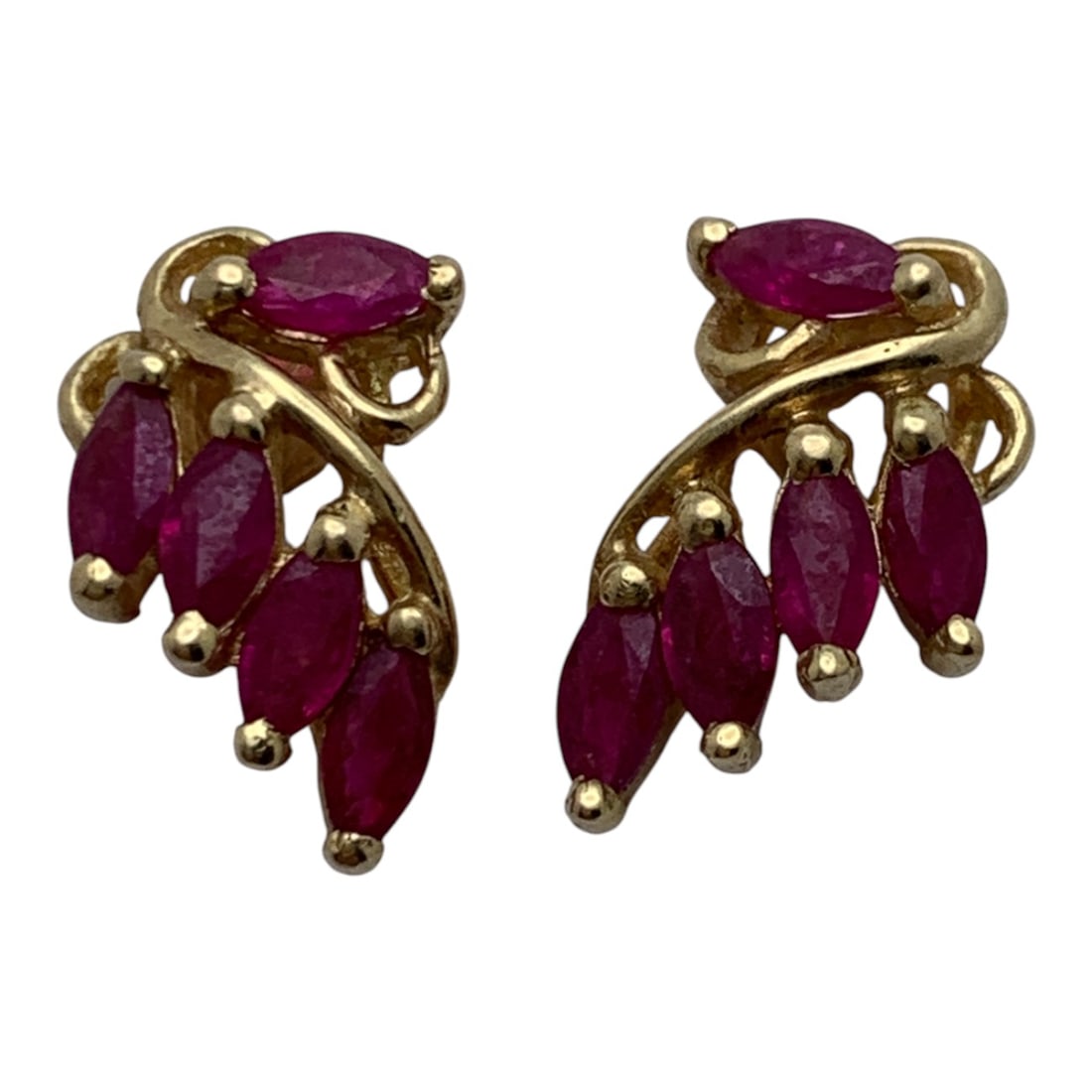 Pair Of 14k Yellow Gold & Ruby Earrings (1 of 3)