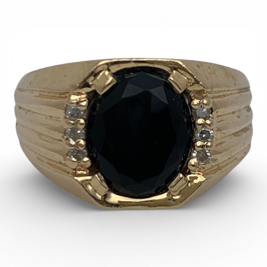 Men's 14k Yellow Gold & Diamond Ring: Marked 14k - Size 10 - 4.6 DwtGemstones Tested With Presidium Gem Tester Il - Berners Does Not Guarantee Authenticity Of Gemstones