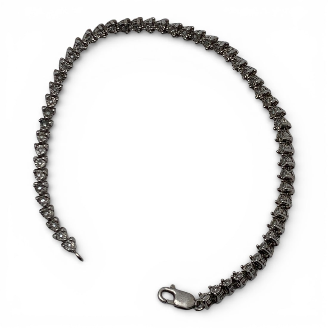 Sterling Silver & Diamond Bracelet: Marked 925 - 7 3/8" Long - 8.4 Grams