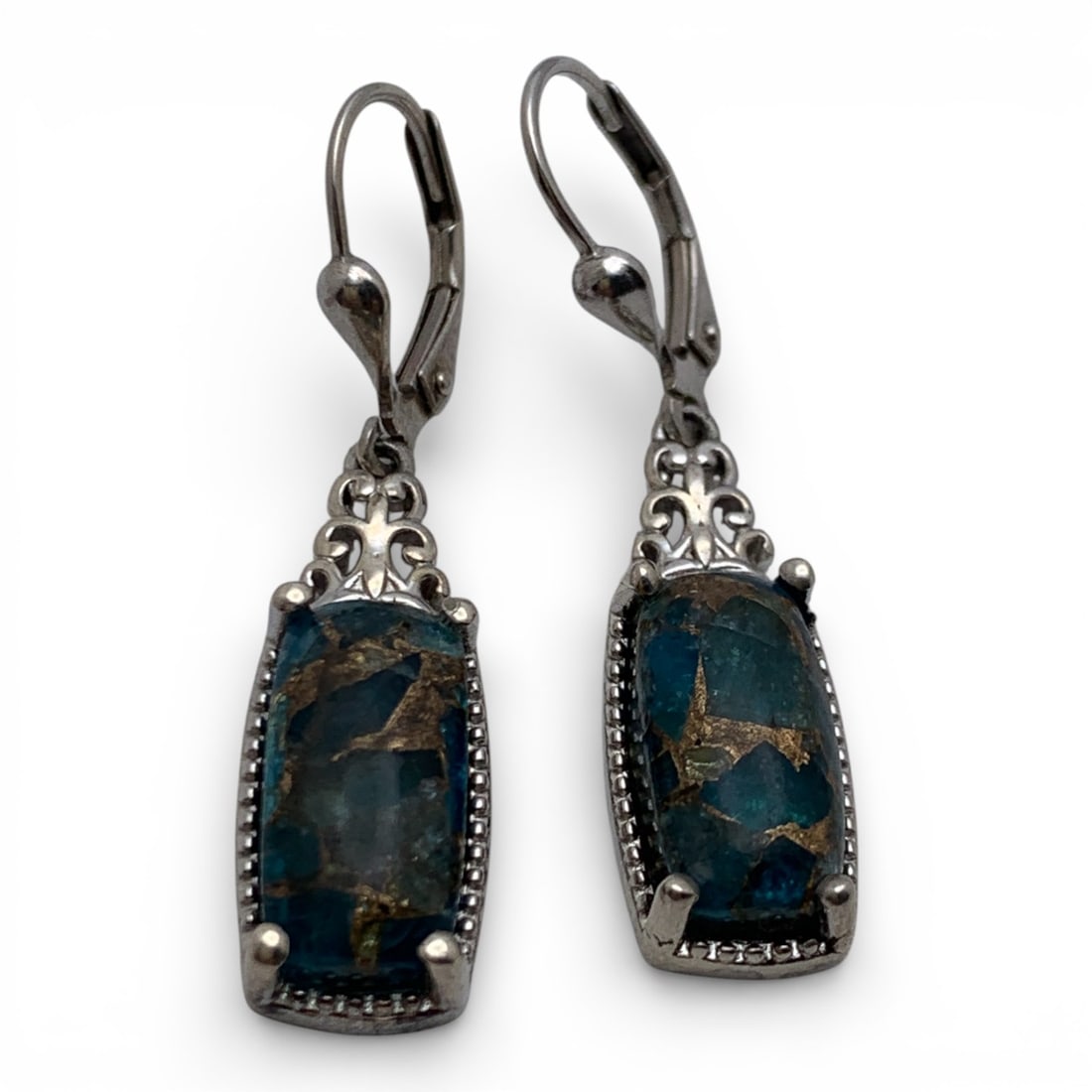 Pair Of Sterling Silver Earrings With Blue Stone (1 of 3)