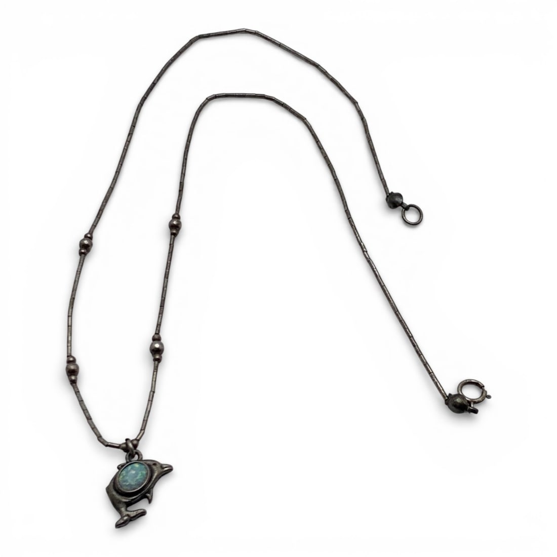 Sterling Dolphin Pendant Necklace With Opal (1 of 3)