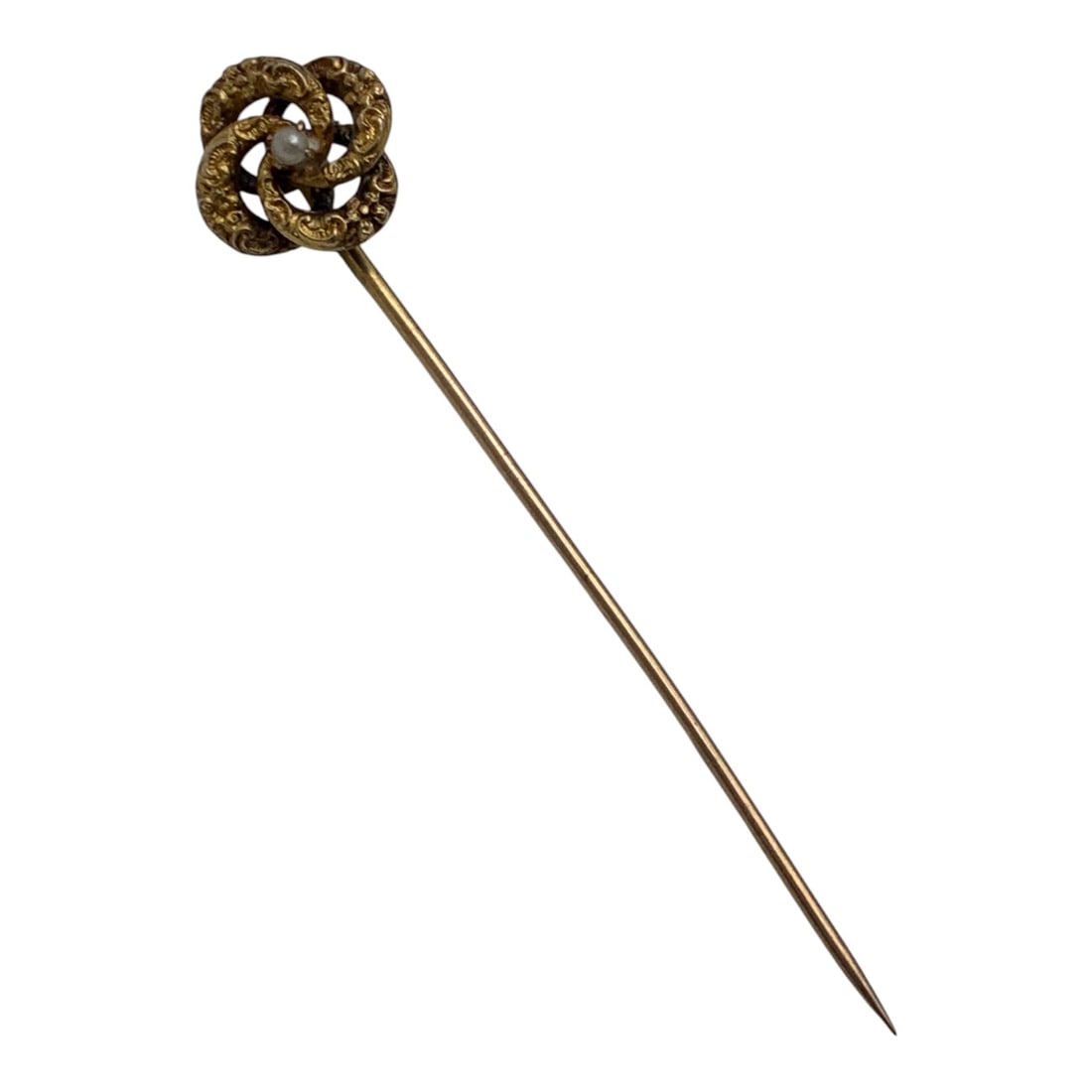 14k Yellow Gold & Seed Pearl Stick Pin: Marked 14k - 2 1/8" Long - 0.8 DwtGemstones Tested With Presidium Gem Tester Il - Berners Does Not Guarantee Authenticity Of Gemstones