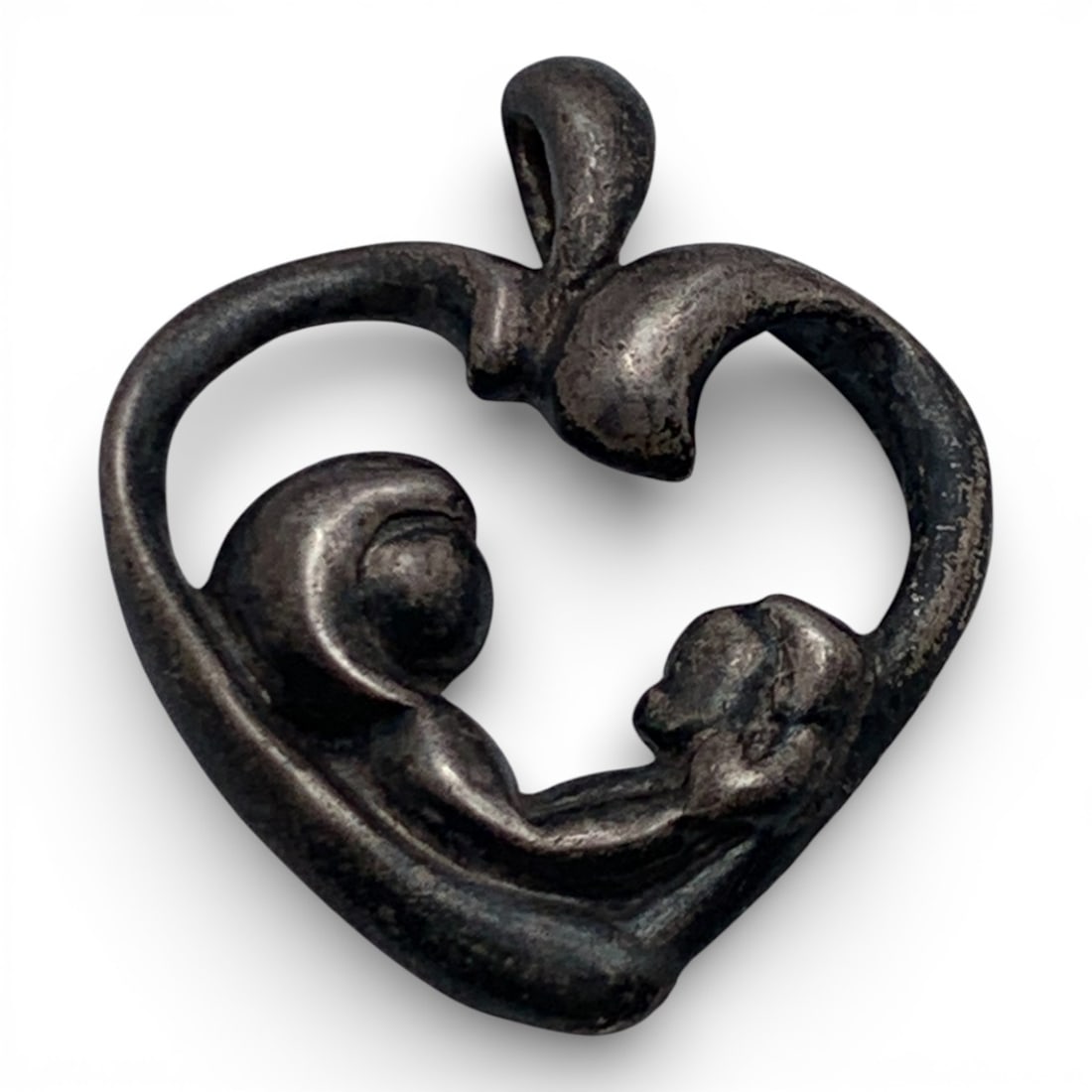 Sterling Figural Heart Pendant: Marked 925 - 1" Long - 3.2 Grams