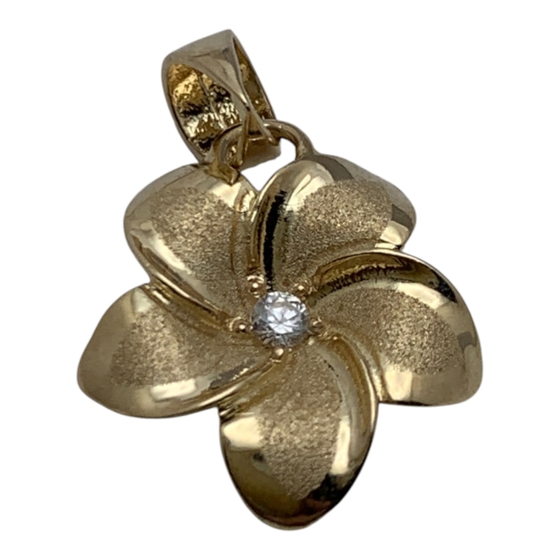 14k Yellow Gold & Diamond Flower Pendant: Marked 14k - 7/8" Long - 0.7 DwtGemstones Tested With Presidium Gem Tester Il - Berners Does Not Guarantee Authenticity Of Gemstones