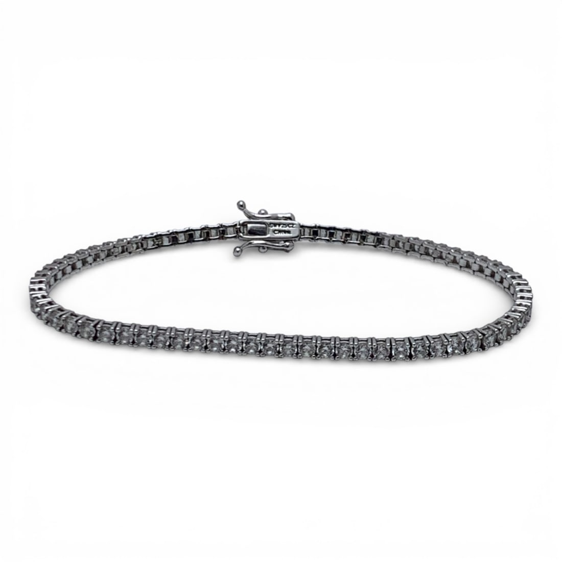 Sterling Silver & Cubic Zirconia Bracelet: Marked 925 Cz - 7 5/8" Long - 8.5 Grams