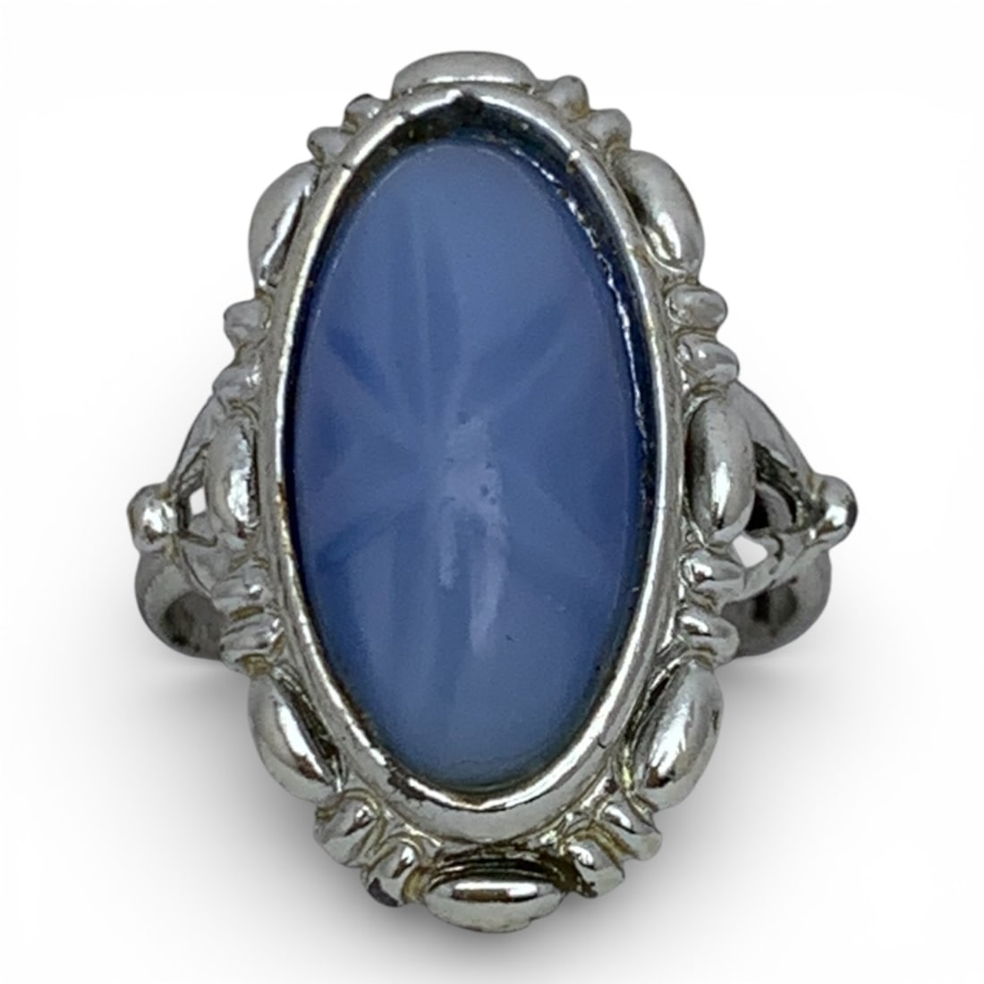 Silver Tone Fashion Ring With Star Sapphire Stone (1 of 7)