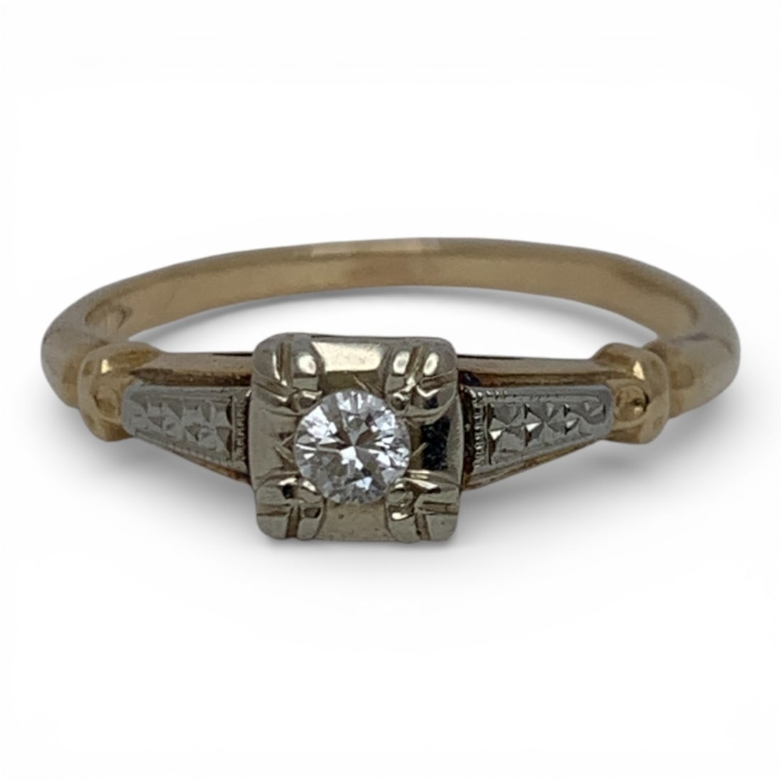 14k Yellow Gold & Diamond Ring: Marked 14k - Size 7 - 1.3 DwtGemstones Tested With Presidium Gem Tester Il - Berners Does Not Guarantee Authenticity Of Gemstones