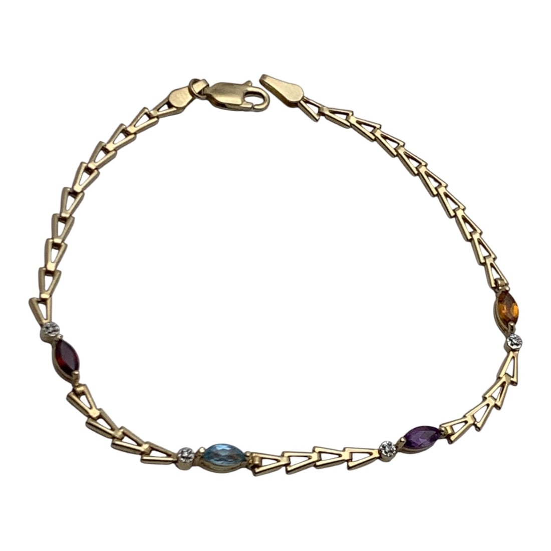 14k Gold & Diamond Bracelet W Precious Stones (1 of 4)