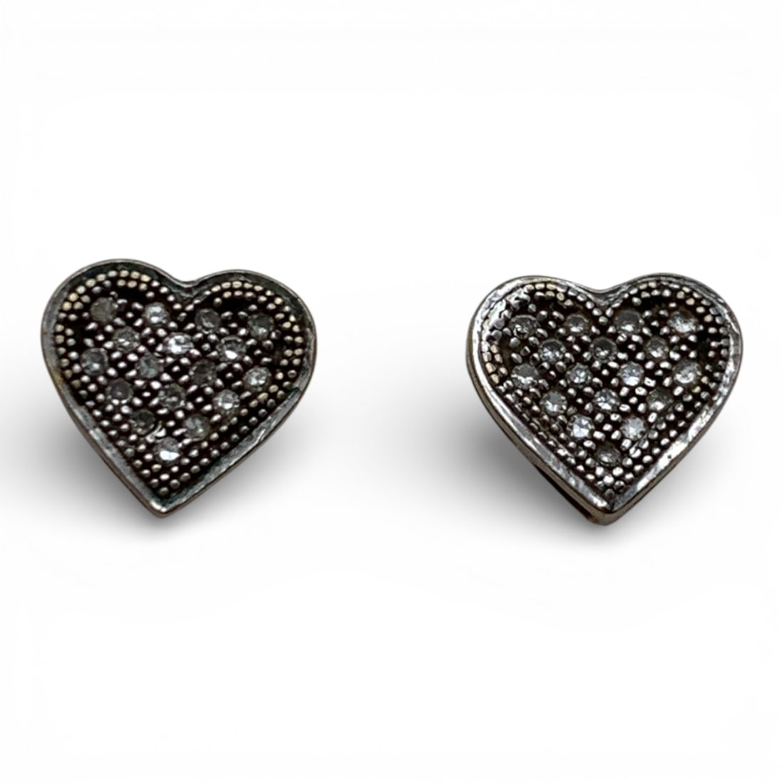 Pair Of 10k Yellow & Diamond Heart Earrings: Tests 10k - 1/4" Long - 0.7 DwtGemstones Tested With Presidium Gem Tester Il - Berners Does Not Guarantee Authenticity Of Gemstones