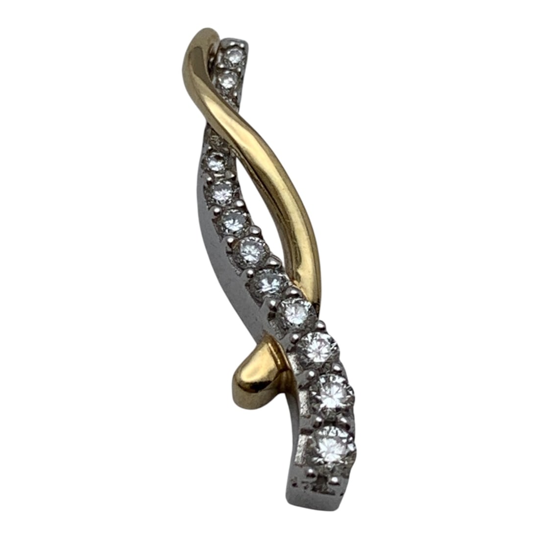 14k White & Yellow Gold Pendant With Diamonds: Marked 14k - 7/8" Long - 1.2 DwtGemstones Tested With Presidium Gem Tester Il - Berners Does Not Guarantee Authenticity Of Gemstones