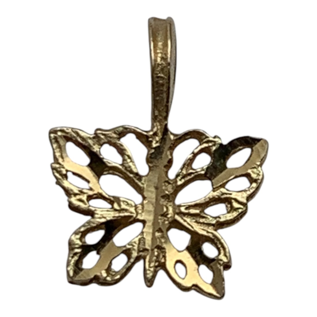 14k Yellow Gold Butterfly Pendant: Marked 14k - 3/8" Long - 0.1 DwtGemstones Tested With Presidium Gem Tester Il - Berners Does Not Guarantee Authenticity Of Gemstones
