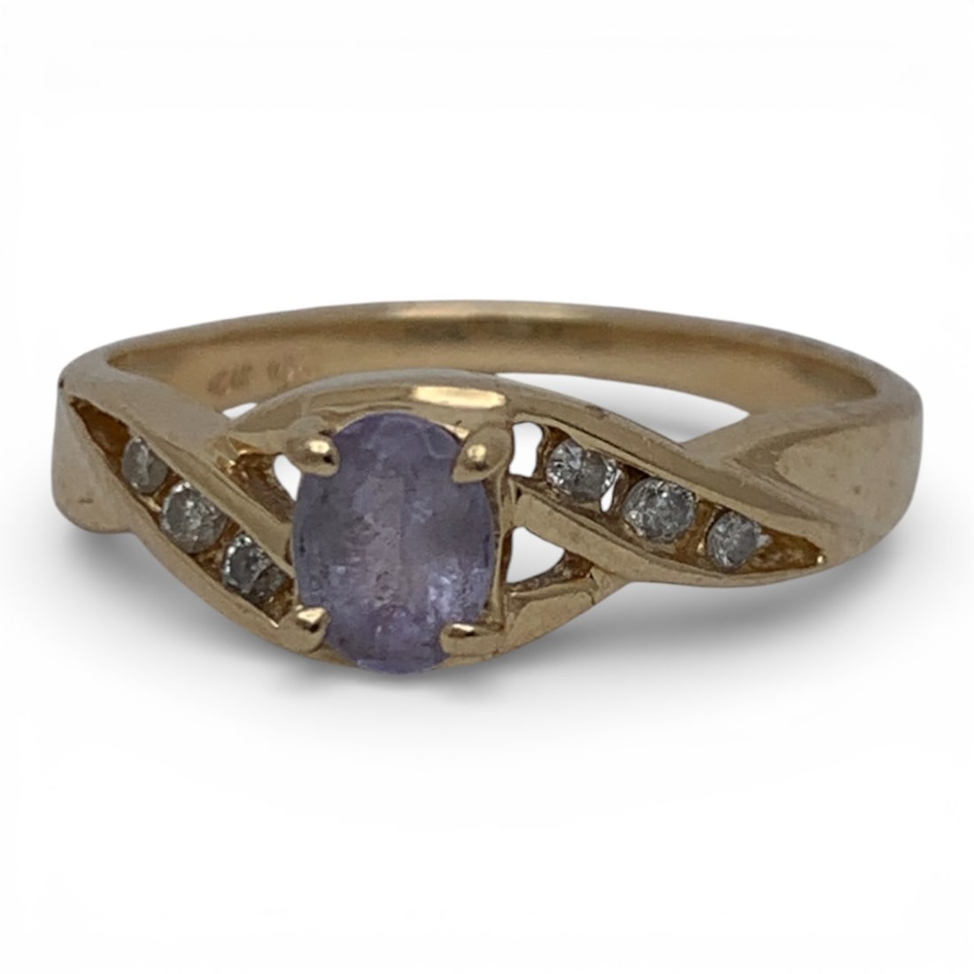 14k Yellow Gold Diamond & Tourmaline Ring: Marked 14k - Size 6 - 1.4 DwtGemstones Tested With Presidium Gem Tester Il - Berners Does Not Guarantee Authenticity Of Gemstones