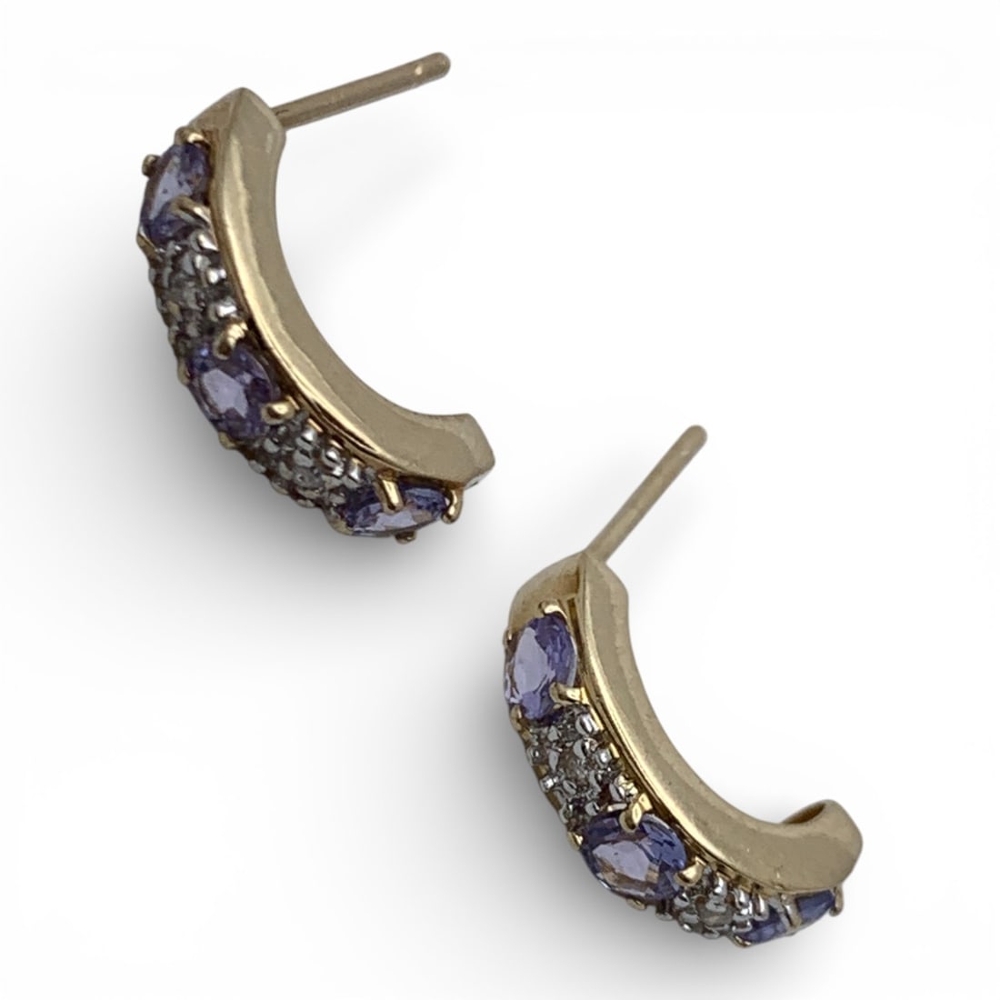 Pair Of 10k Gold & Purple Tourmaline Earrings: Marked 10k - 1/2" Long - 0.9 DwtGemstones Tested With Presidium Gem Tester Il - Berners Does Not Guarantee Authenticity Of Gemstones